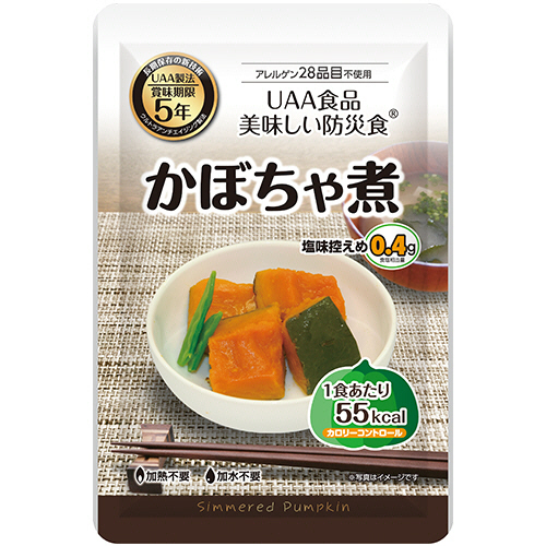 UAA食品 美味しい防災食 ｶﾛﾘｰｺﾝﾄﾛｰﾙ 28品目不使 かぼちゃ煮 1ｾｯﾄ(50食)画像