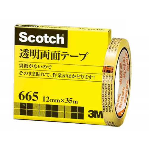 ｽｺｯﾁ 透明両面ﾃｰﾌﾟ ﾗｲﾅｰなし 大巻 12mm×35m 1ｾｯﾄ(10巻)画像