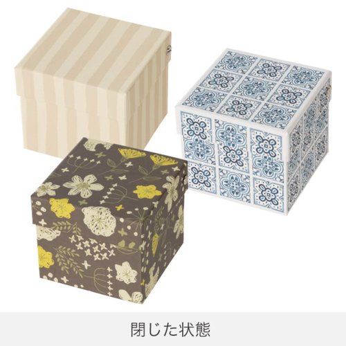 ギフト箱 モロッコタイルオープンボックス-S(6個) ヘッズ 色とりどりのモロッコタイル柄が施されたオープンボックスの内部が見える状態