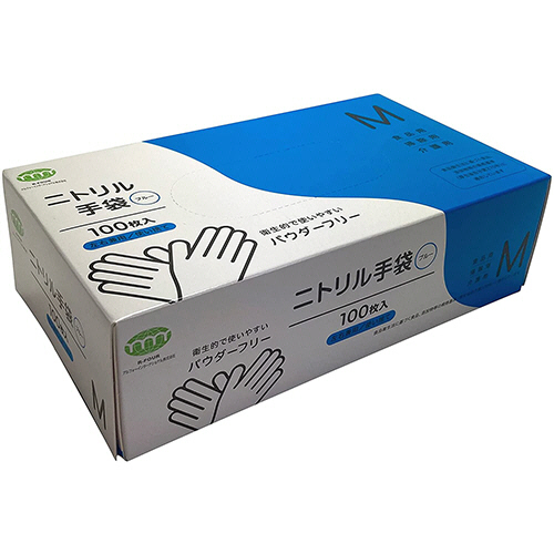 ﾆﾄﾘﾙ手袋 ﾊﾟｳﾀﾞｰﾌﾘｰ ﾌﾞﾙｰ M 1箱(100枚)画像