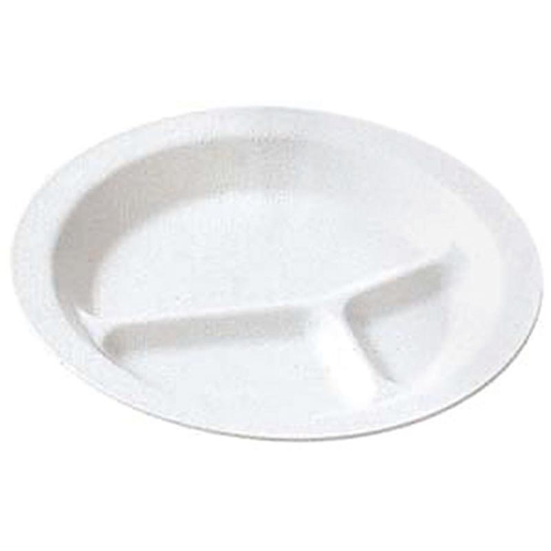食器 No.1714W ポリプロ 丸ランチ皿三ツ切 (ホワイト) エンテック画像