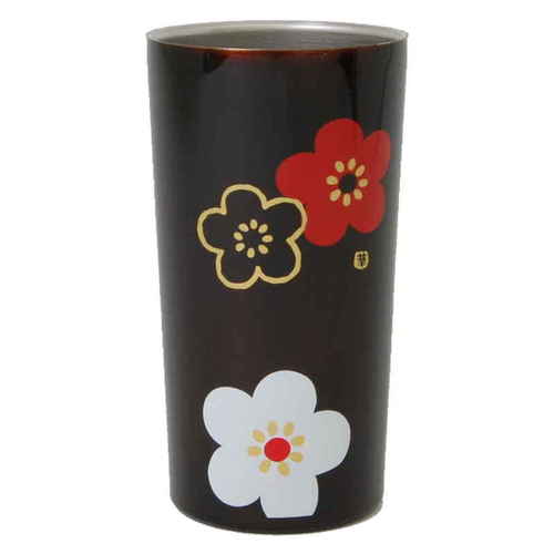 タンブラー 450ml ステンレス 真空二重構造 華文様梅 コップ 日本製 溜画像