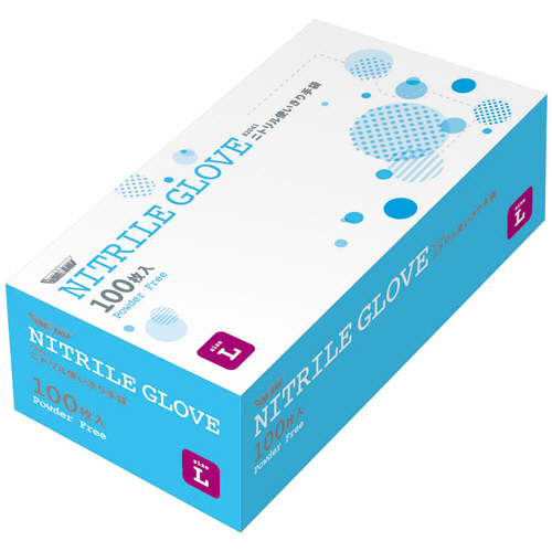 ﾆﾄﾘﾙ使いきり手袋 ﾊﾟｳﾀﾞｰﾌﾘｰ ﾌﾞﾙｰ L 1箱(100枚)画像