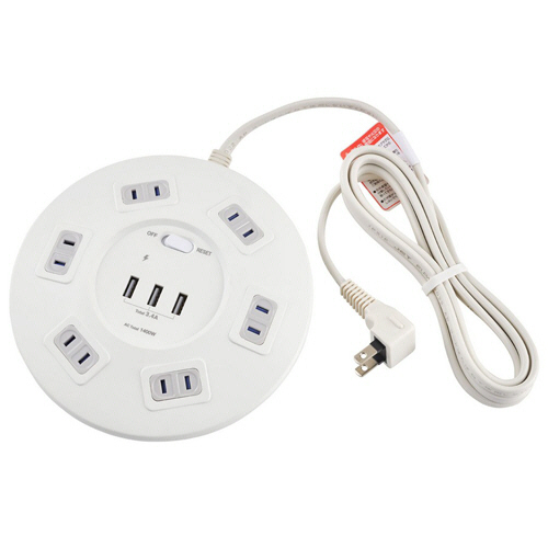 耐雷丸形集中ｽｲｯﾁ付 USBﾀｯﾌﾟ 6個口+3ﾎﾟｰﾄ 2m 1個画像