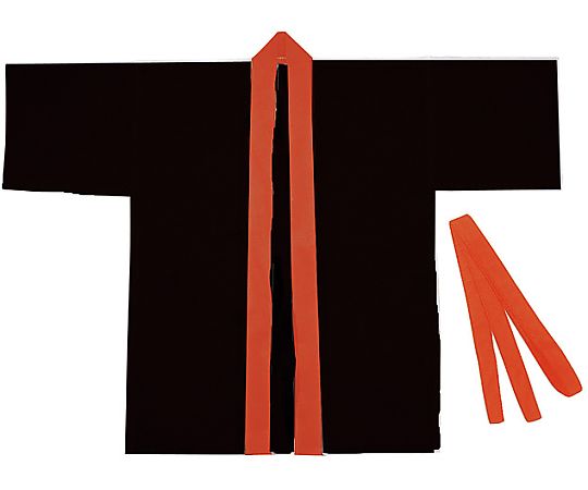 ロングハッピ不織布黒(襟赤)J画像