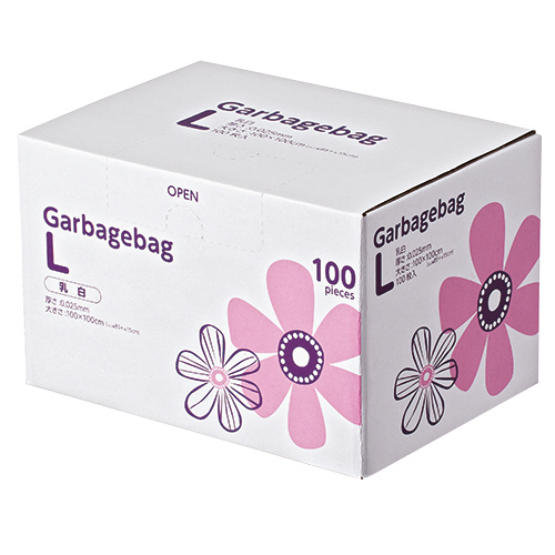 丸底耳付ｺﾞﾐ袋 乳白半透明 L BOXﾀｲﾌﾟ 1箱(100枚)画像