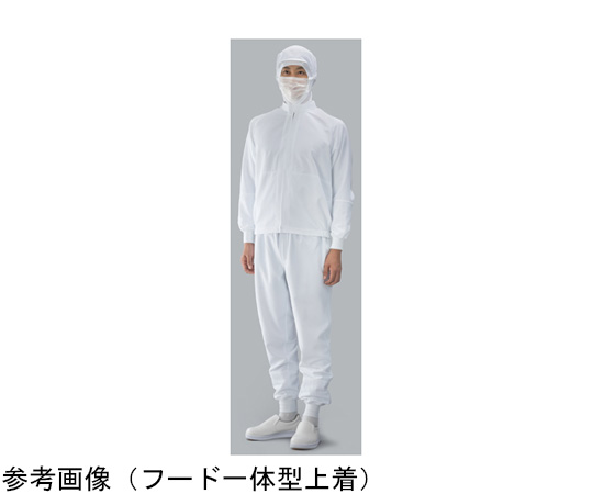 ストレッチポプリン　フード一体型上着（男女兼用）　白　S画像