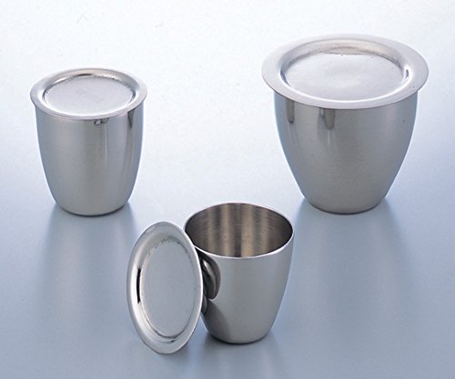 ニッケル製るつぼ　フタ　75mL用 光沢のあるニッケル製の蓋が確認できる上面の角度