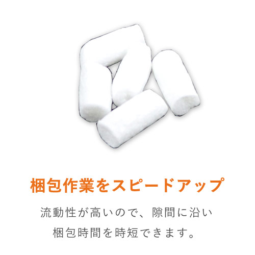 エコホールド 発泡緩衝材（バラ・大袋）※平日9～17時受取限定(日時指定×) 透明な大袋にぎっしり詰められた白い発泡チップが山のように充填された様子