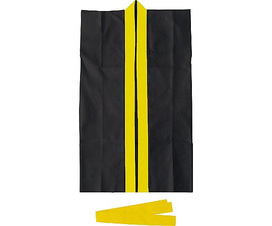 ロングハッピ不織布　黒（黄襟）J（ハチマキ付）画像