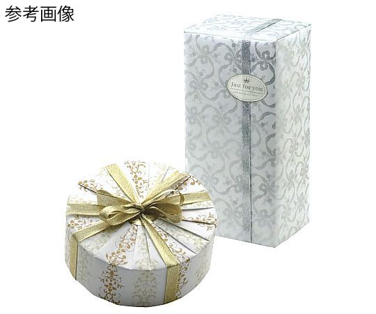 リボン 金 光沢のあるリボンが巻かれた丸いボックスの上面
