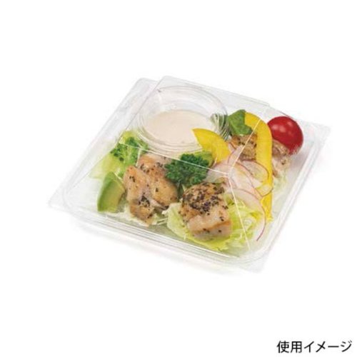 惣菜容器 バイオ リファイン 15-16B リスパック 透明な容器に入った食品の盛り付けが見える状態