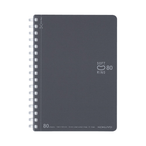 ソフトリングノートドット入罫線Ａ６ダークグレーｘ５画像