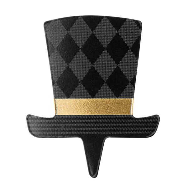 スウィーツ用品 シルクハットケーキピック ブラック-1(100枚) ヘッズ画像