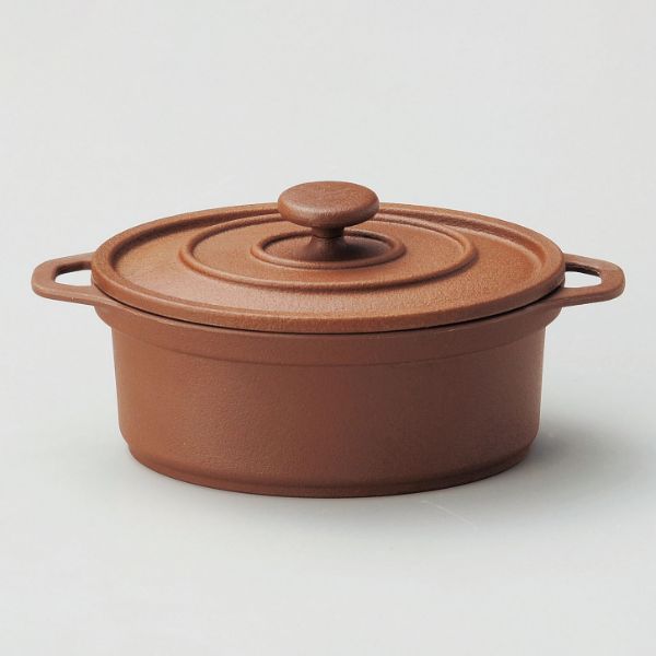 鍋 M11-712 ミニココ オーバル(小) ブラウン マイン画像