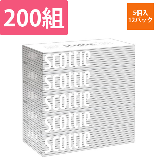 スコッティ　ティシュー　200組/箱　(白)　1セット(60箱:5箱×12パック)画像
