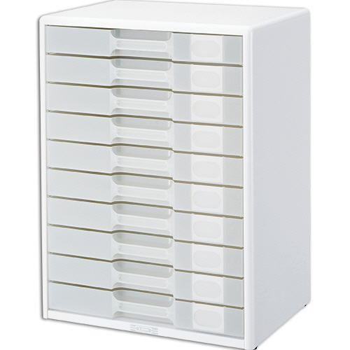 透明ﾚﾀｰｹｰｽ ｶﾄﾞ丸ﾀｲﾌﾟ A4ﾖｺ 10段 ﾎﾜｲﾄ 1台画像