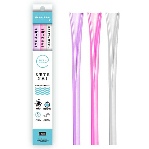 SUTENAIｼﾘｺﾝｽﾄﾛｰ MIX(ﾊﾟｰﾌﾟﾙ/ﾏｼﾞｪﾝﾀ/ﾎﾜｲﾄ) 1ﾊﾟｯｸ(3本)