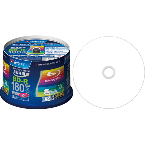 録画用BD-R 130分 1-6倍速 ﾎﾜｲﾄﾜｲﾄﾞﾌﾟﾘﾝﾀﾌﾞﾙ ｽﾋﾟﾝﾄﾞﾙｹｰｽ 1ﾊﾟｯｸ(50枚)