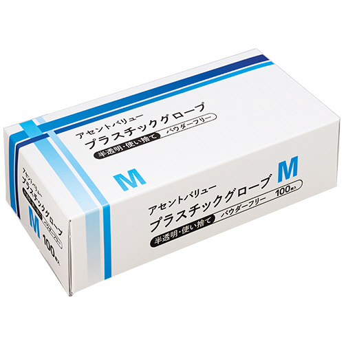ｱｾﾝﾄﾊﾞﾘｭｰ ﾌﾟﾗｽﾁｯｸｸﾞﾛｰﾌﾞ M 1箱(100枚)画像