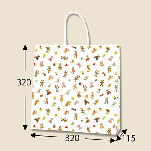 お子様へのプレゼントに！クマさん柄の手提げ紙袋（正方形）