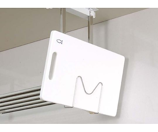 500/950x260x300mm 伸縮吊り棚 吊り棚の側面が見える状態で、金属製の支柱がしっかりと支えている様子