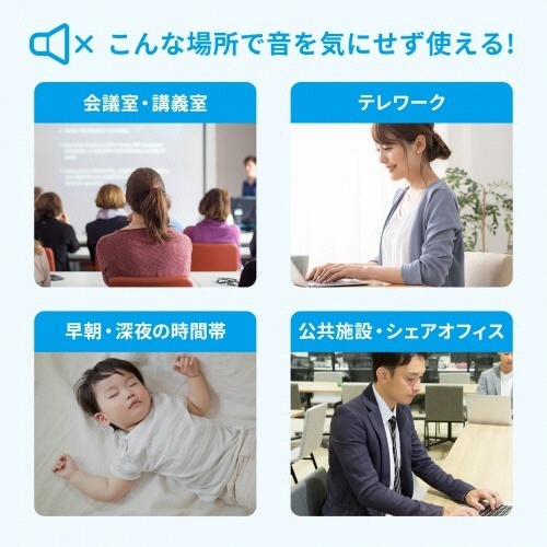 ワイヤレス静音キーボードマウスセット　テンキーなし　ブラック　1セット 黒いワイヤレスキーボードとマウスが隣接して配置され、コンパクトで洗練された印象を与える。
