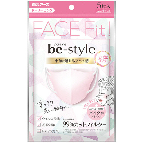 ﾋﾞｰｽﾀｲﾙ 立体ﾀｲﾌﾟ ふつうｻｲｽﾞ ﾄﾞｰﾘｰﾋﾟﾝｸ 1ﾊﾟｯｸ(5枚)画像