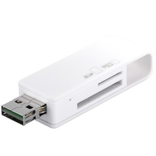 どっちもUSBカードリーダー/ライター　どっちもUSBコネクター採用　ホワイト　1個画像