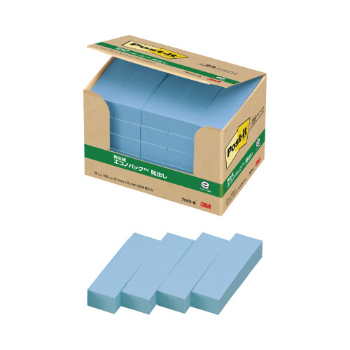 ポストイット　再生紙見出し　５０×１５　青２５冊画像