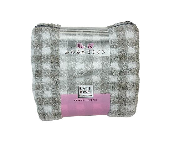 マイクロファイバーバスタオル ホリデー チェック 60×120cm GRAY 1セット（10枚入）画像