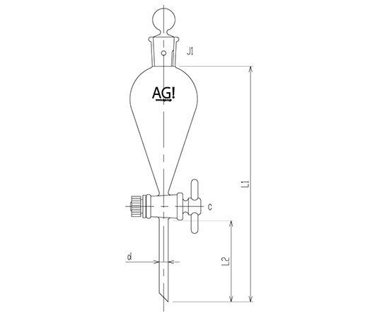 スキーブ形分液ロート　ＰＴＦＥコック　３０mL画像