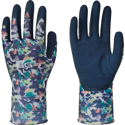 ﾄﾜﾛﾝ 天然ｺﾞﾑ背抜き手袋 SG-R102 ぼかし柄ﾌﾞﾙｰ L 1双画像