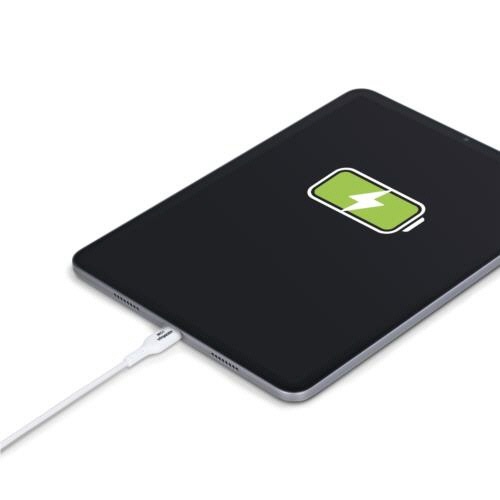 USB2.0ケーブル　Type　A(オス)-Type　C(オス)　3m　ホワイト　1本 平らに置かれたホワイトのケーブルが正面から見える状態。