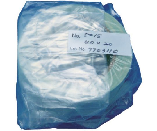 多用途両面接着テープ No.5015 30mm×20m ホワイト 白いパッケージが正面から撮影され、ラベル部分にテープの粘着面が見える状態。