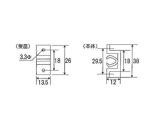 埋込キャッチ 滑らかな表面を持つシルバーの金属製キャッチが並んでいる状態