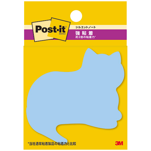 ﾎﾟｽﾄ･ｲｯﾄ 強粘着ｼﾙｴｯﾄﾉｰﾄ 52×69mm ﾈｺ 1ﾊﾟｯｸ(3冊)画像