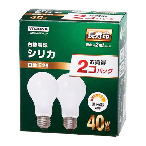 長寿命ｼﾘｶ電球 40W形 E26口金 1ｾｯﾄ(24個:2個×12ﾊﾟｯｸ)画像