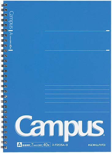 ツインリングノート６号セミＢ５普通横罫４０枚青５冊画像