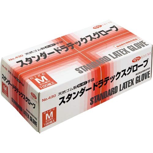 ラテックス手袋　Ｎｏ．４３０　粉付　Ｍ　１００枚入画像