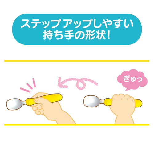 ベビースプーン&フォーク　アンパンマン キャラクターがデザインされたスプーンとフォークが並んでいる様子