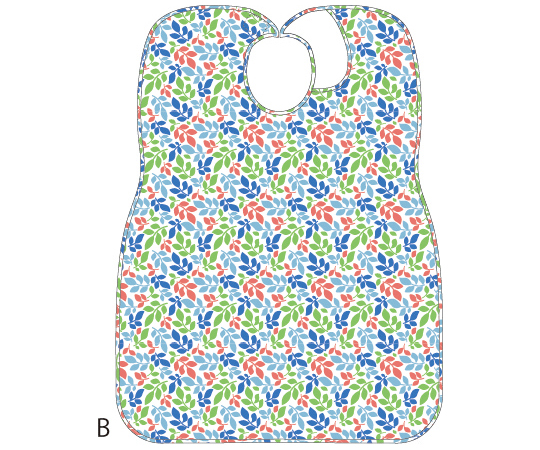 大人用食事エプロン　リーフ柄　ブルー画像