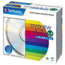 ﾃﾞｰﾀ用DVD-RW 4.7GB 4倍速 ﾌﾞﾗﾝﾄﾞｼﾙﾊﾞｰ 5mmｽﾘﾑｹｰｽ 1ﾊﾟｯｸ(10枚)