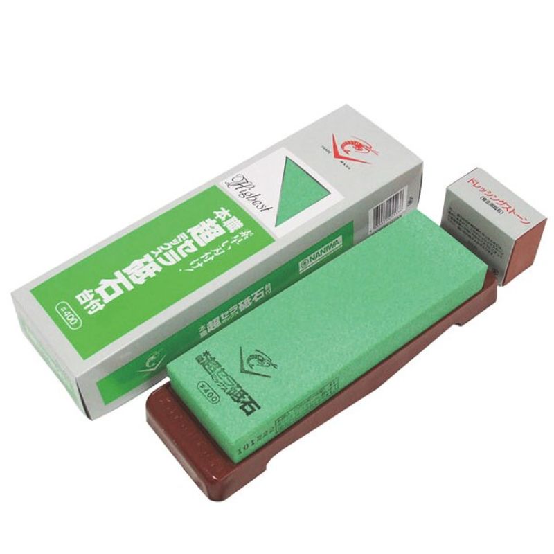 厨房器具 超セラミック砥石台付 ＃400 荒砥 グリーン 新潟ナニワ画像