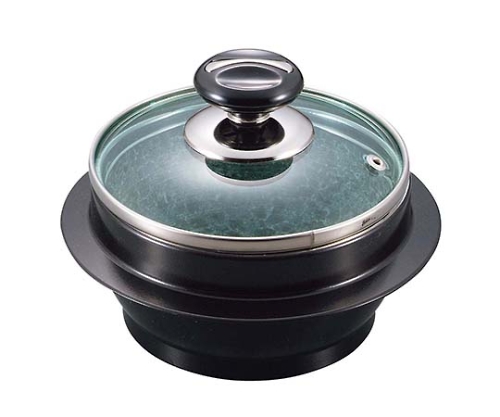 長水 遠赤 石焼釜(ガラス蓋付)アルミブラックコート枠付 18cm