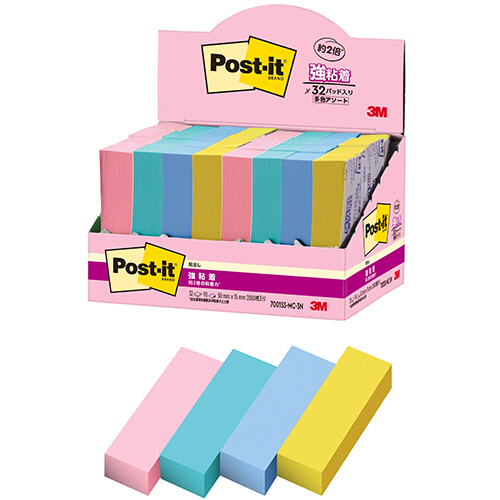 ﾎﾟｽﾄ･ｲｯﾄ 強粘着見出し ﾏﾙﾁｶﾗｰ3 50×15mm 4色 1ﾊﾟｯｸ(32冊)画像