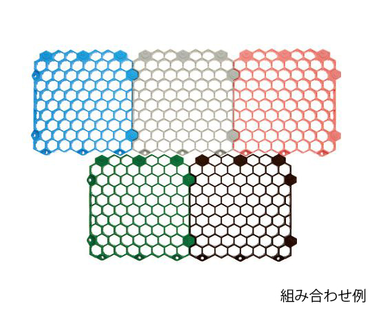 抗菌・防炎ジョイントスノコ　土足用　ピンク 横から見た状態で並べられたピンクのスノコ