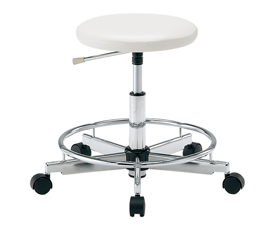 クリーンカラフルラウンドチェア（クラス100対応）　足掛リング有り　ホワイト