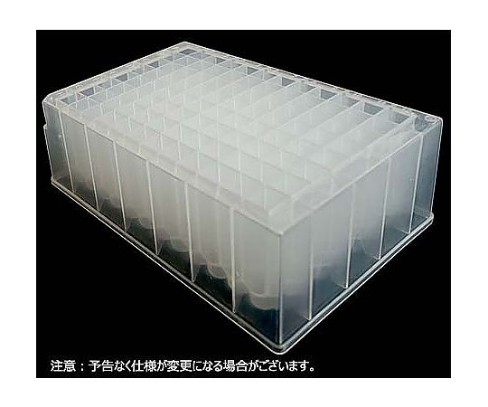 96well ディープウエルプレート ポリプロピレン, 2.0 mL, Clear, 丸底, 角穴 1セット（5枚×10個入）画像