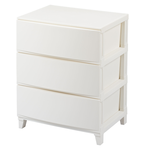 チェスト 3段 幅54×奥行42×高さ68cm ルームスシェード ホワイト画像